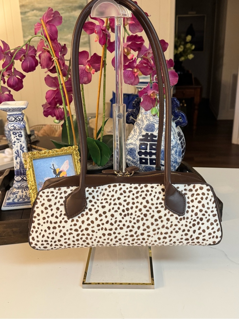 π€π€ NWT HOUSE OF HARLOW 1960 CALF HAIR LEATHER SHOULDER BAG! - Picture 2 of 8